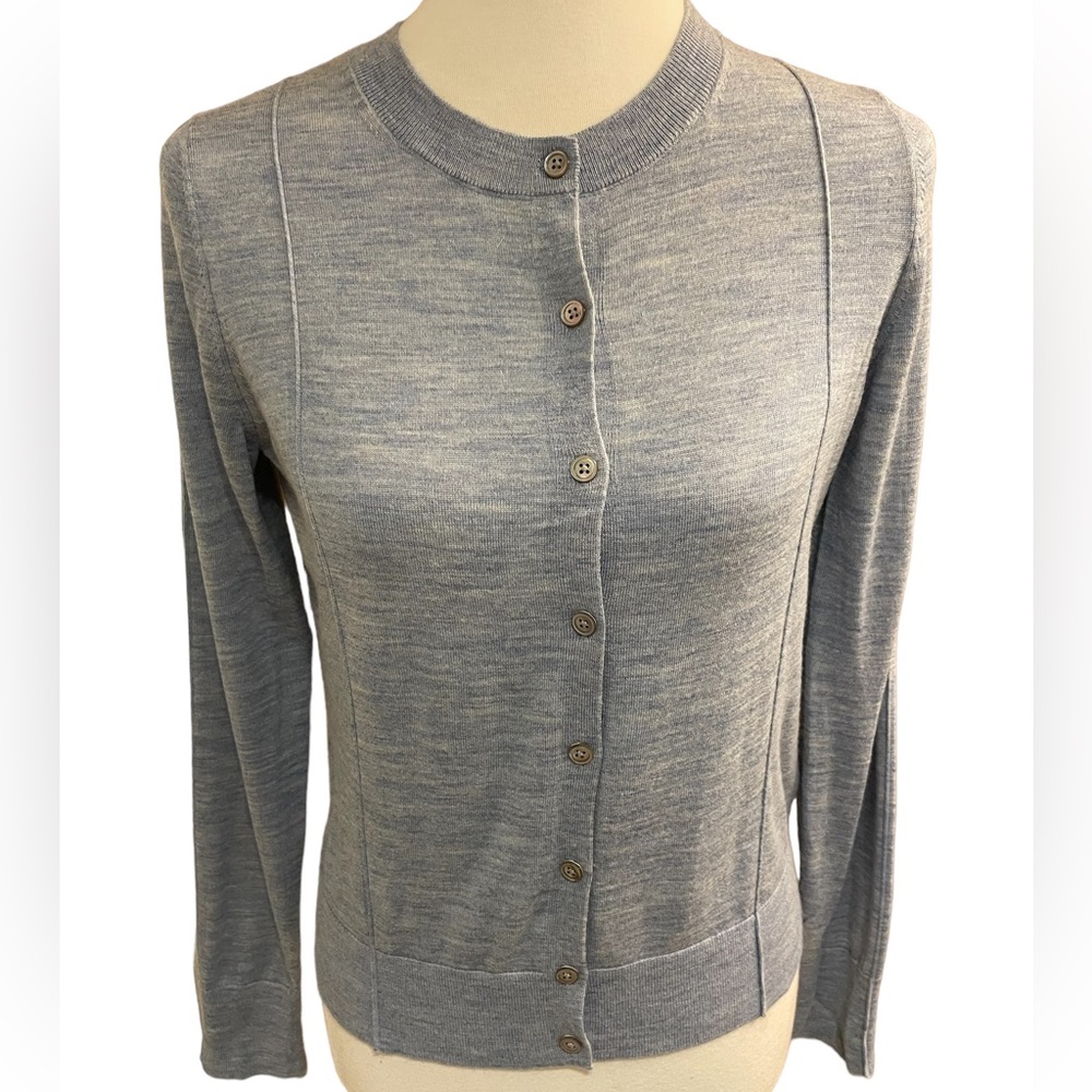 Banana Republic Grayish-Blue, Scoop Neck, Button-Down, Long-Sleeve Cardigan